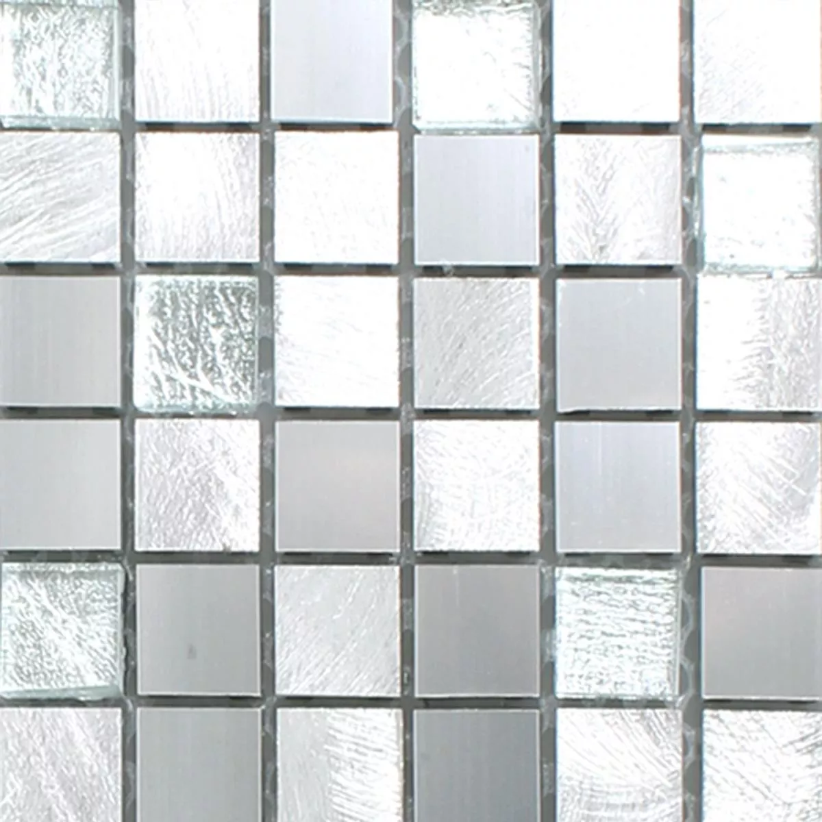 Sample Mosaic Tiles Lissabon Aluminium Glass Mix Silver