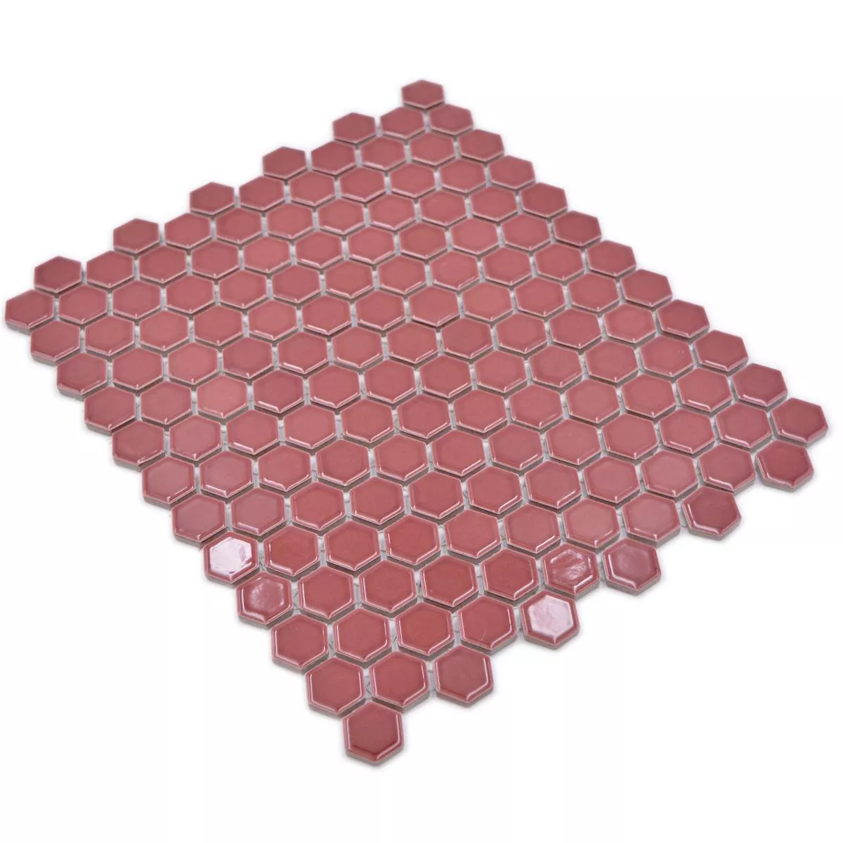 Sample from Ceramic Mosaic Salomon Hexagon Bordeaux Red H23