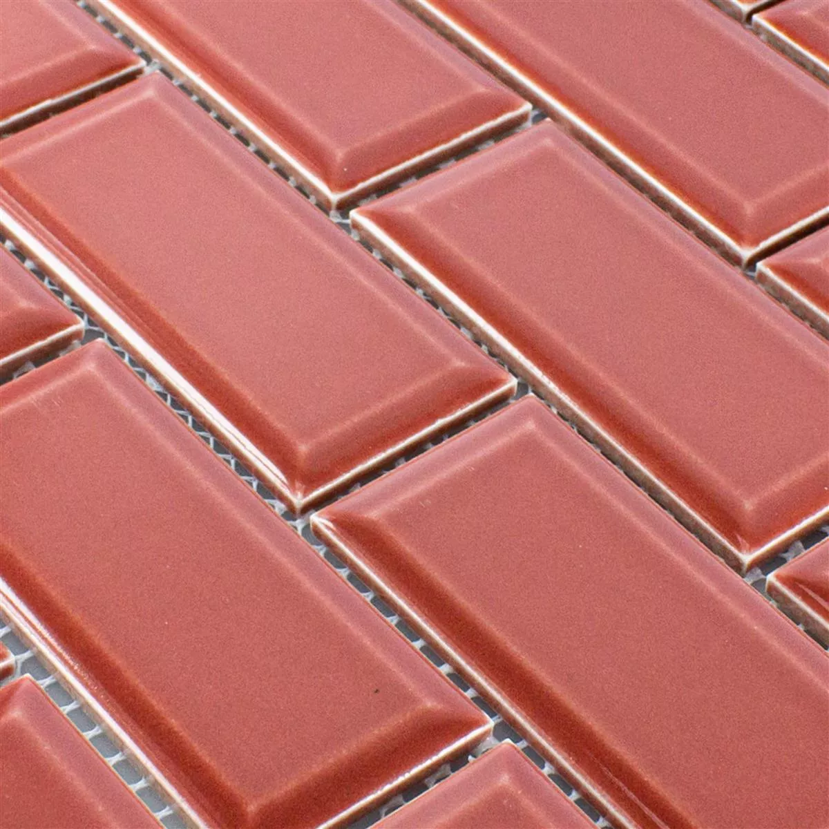 Sample Ceramic Mosaic Tiles StPauls Metro Facet Red