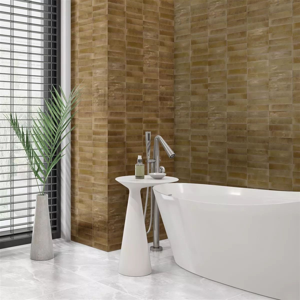 Wall Tiles Laguna Glossy Waved Brown 6x24cm