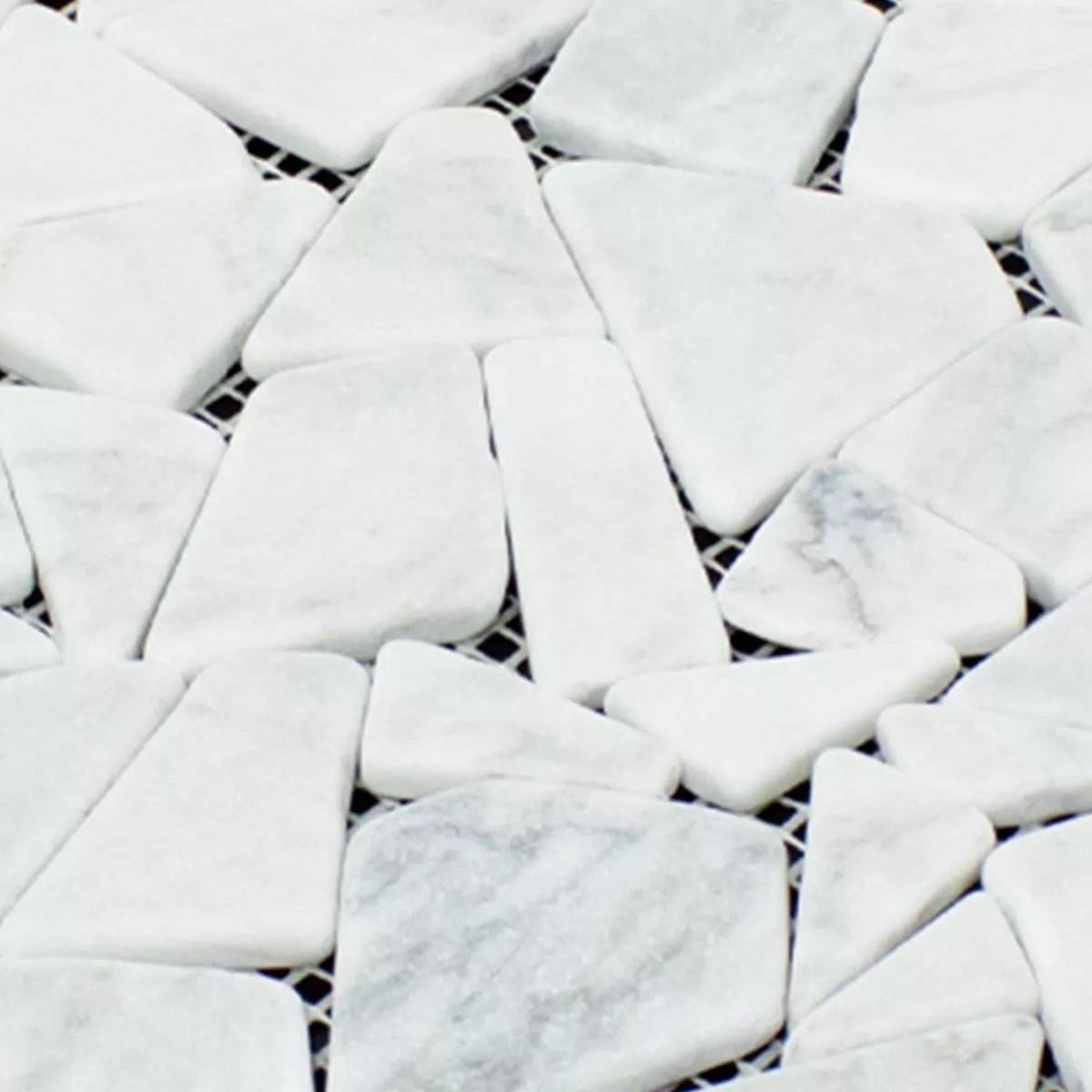 Marble Broken Mosaic Tiles Mareblu Carrara White