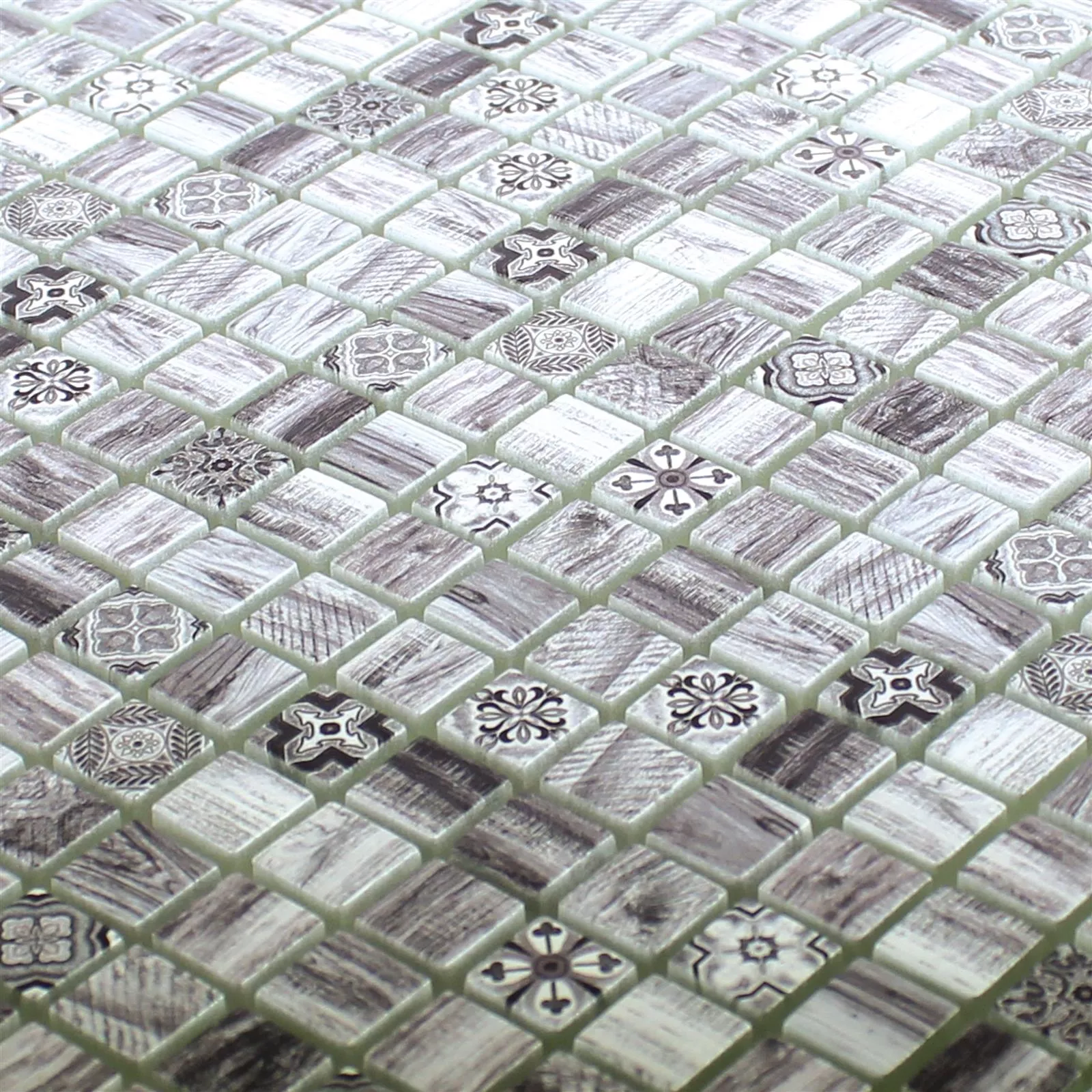 Glass Mosaic Wood Optic Tiles Vision Grey