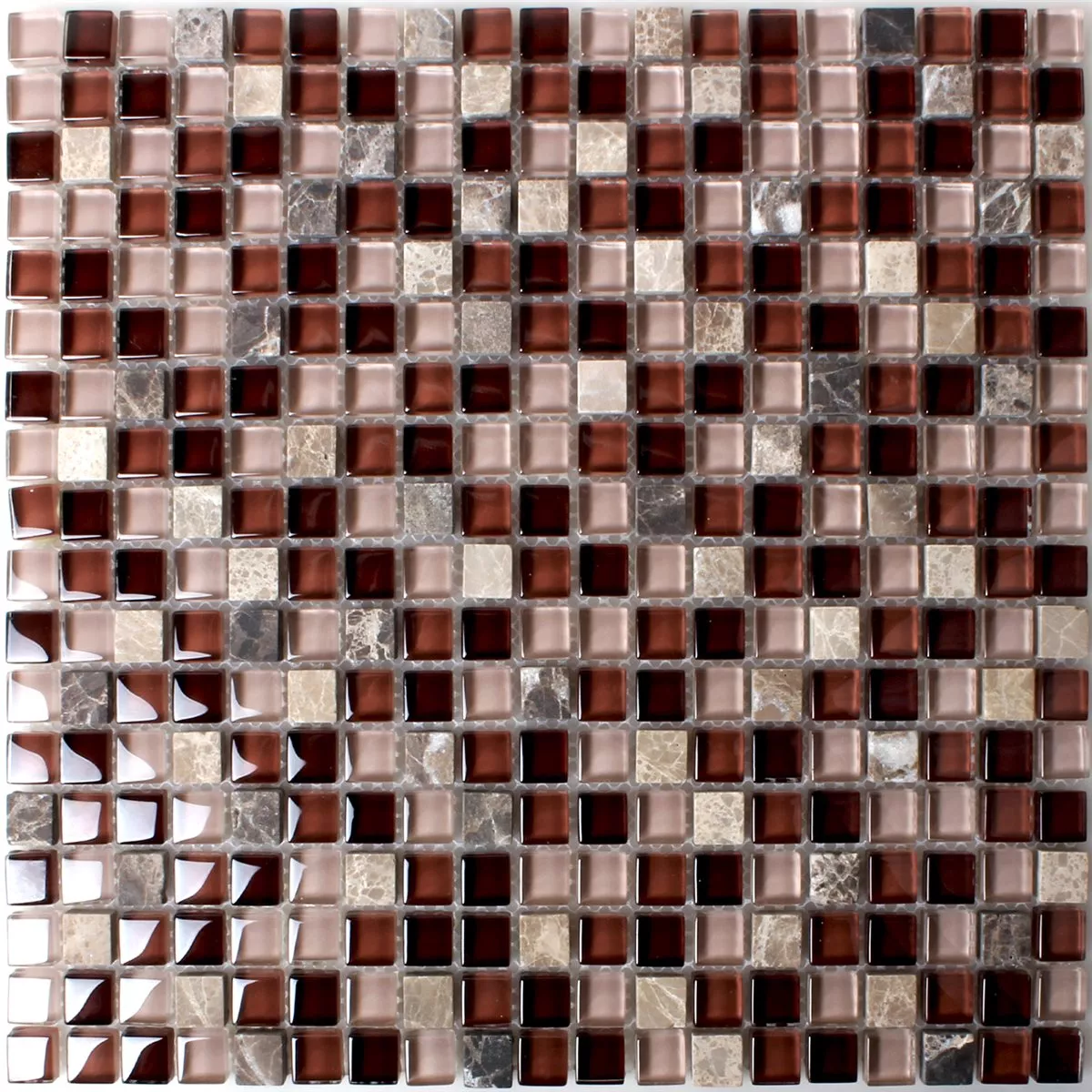 Mosaic Tiles Glass Marble Brown Mix