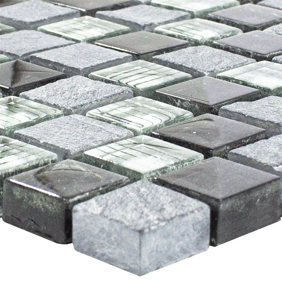 Mosaic Tiles Glass Natural Stone Lincoln Grey Silver