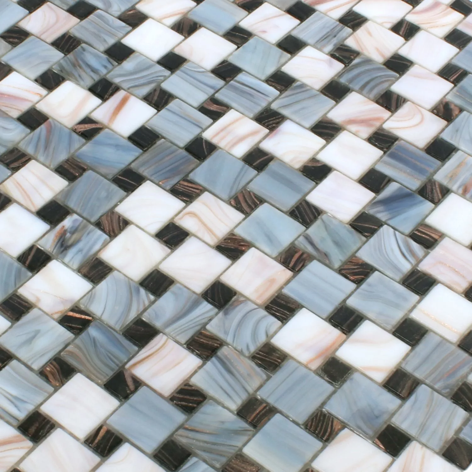 Sample Mosaic Tiles Glass Tahiti Grey White