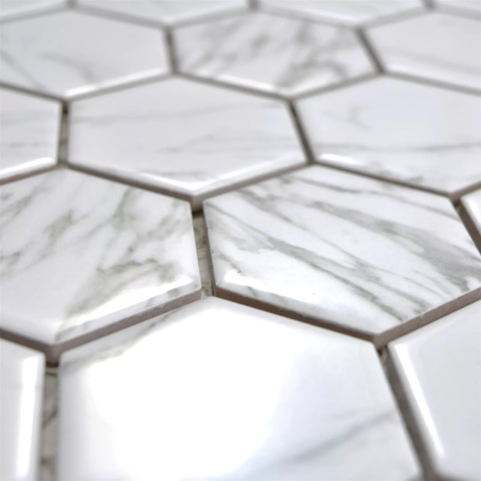 Ceramic Mosaic Mozart Hexagon White Glossy