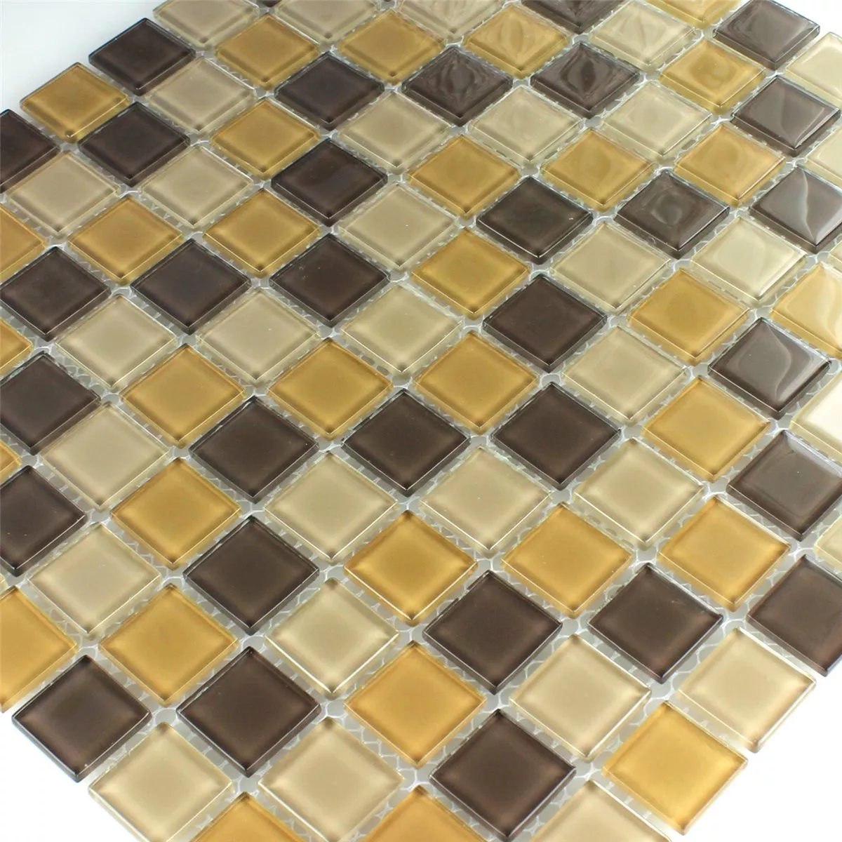 Sample Mosaic Tiles Glass Brown Mix 