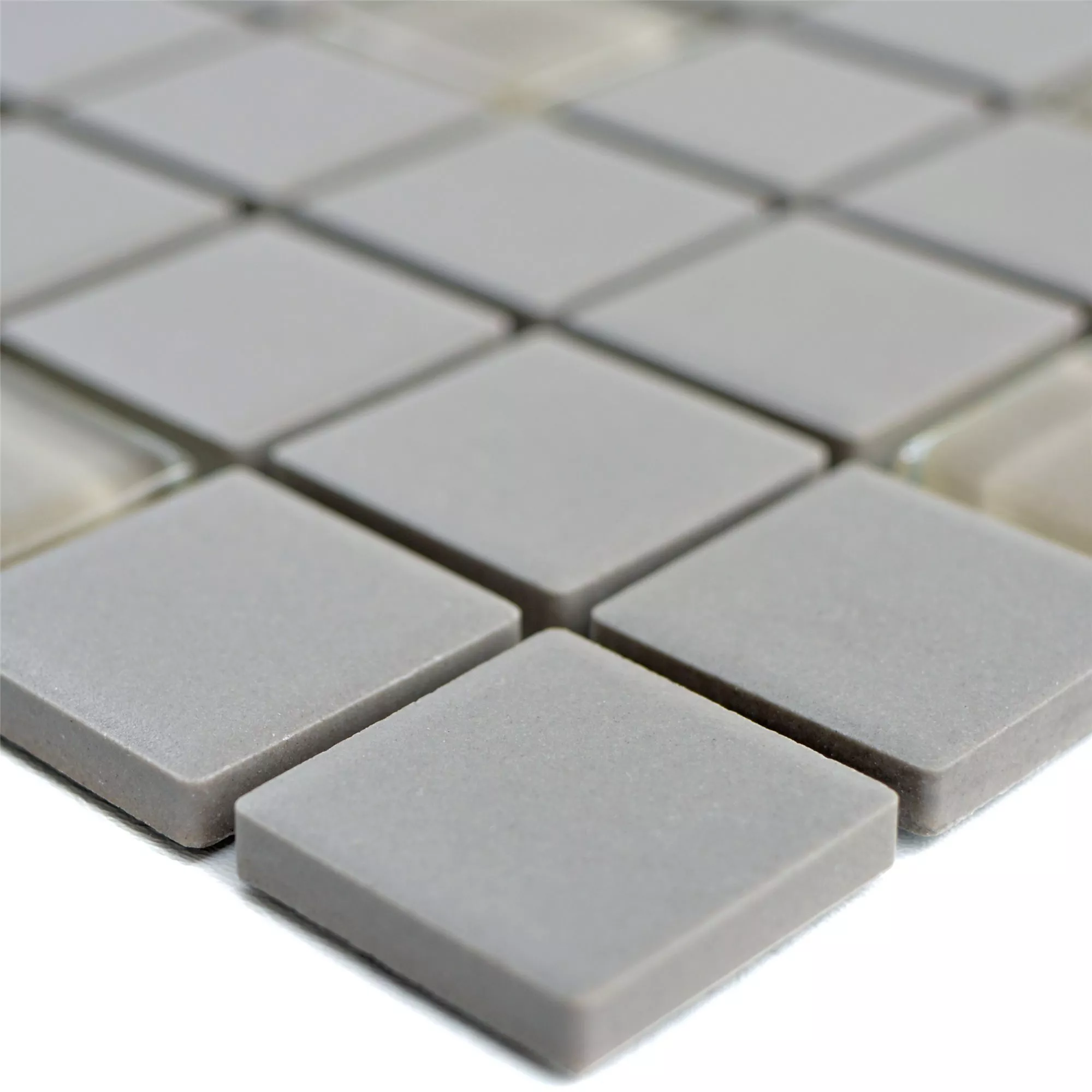 Mosaic Tiles Unglazed Garden Light Grey Square