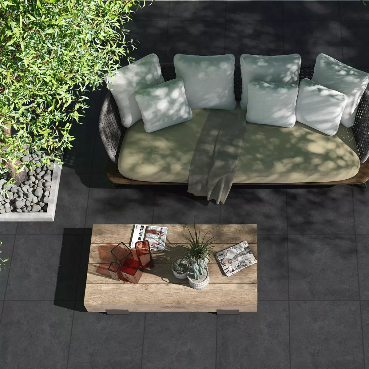 Terrace Tiles Porcelain Stoneware Petersburg Anthracite 60x60x2 cm