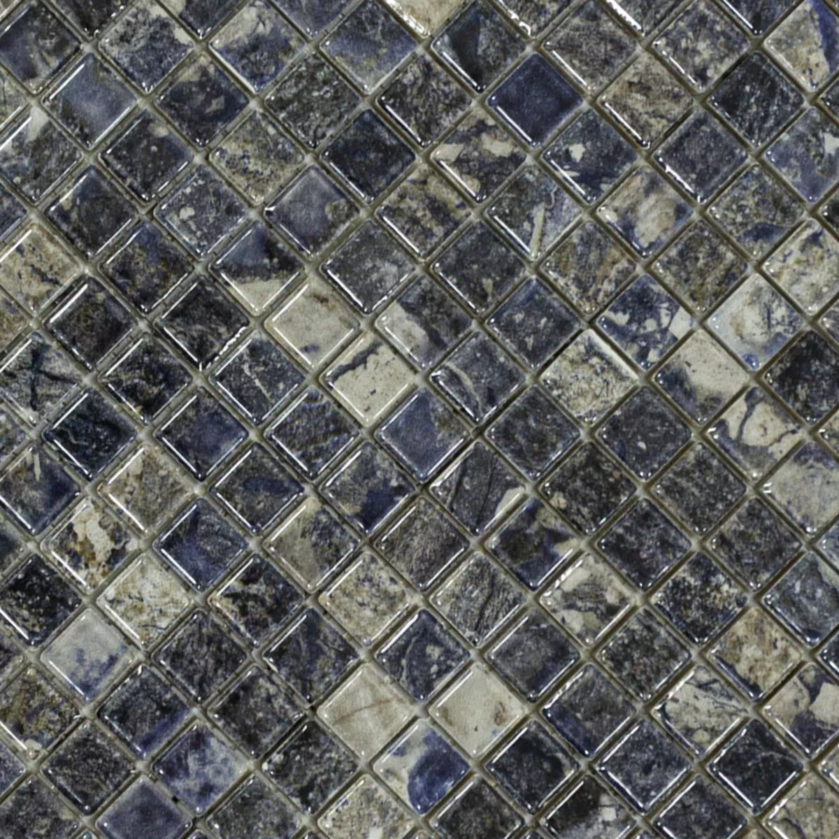 Ceramic Mosaic Tiles Elysium Marble Optic Dark Blue 12