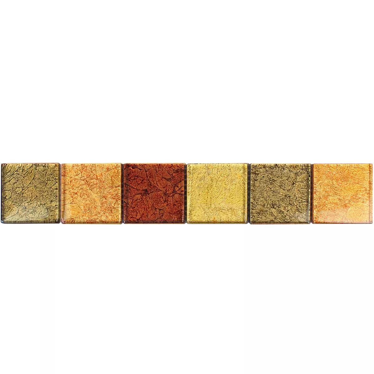 Glass Mosaic Tiles Border SantaFe Gold Orange Q48