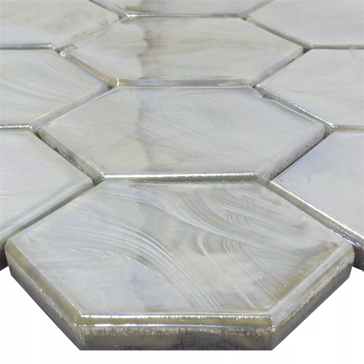 Sample Glass Mosaic Tiles Andalucia Hexagon Grey