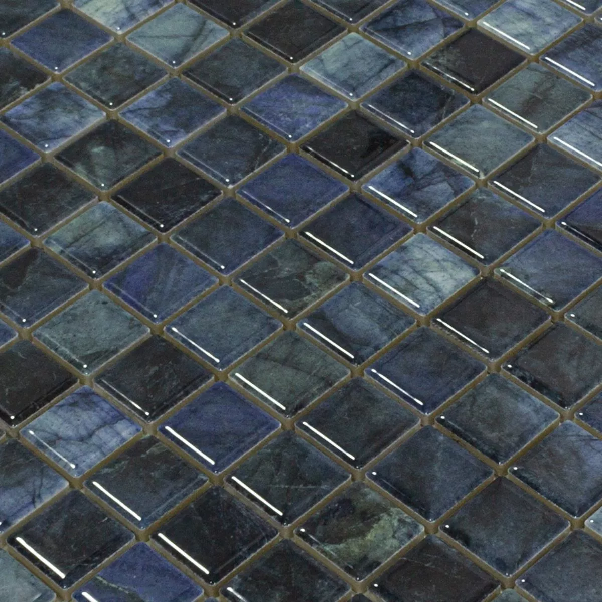 Ceramic Mosaic Tiles Elysium Marble Optic Blue 23