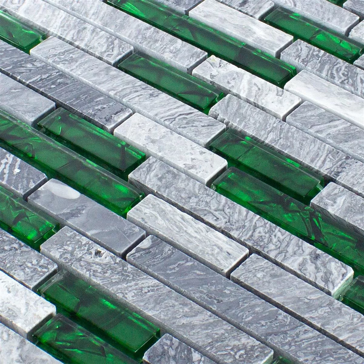 Sample Glass Natural Stone Mosaic Tiles Sinop Grey Green Brick