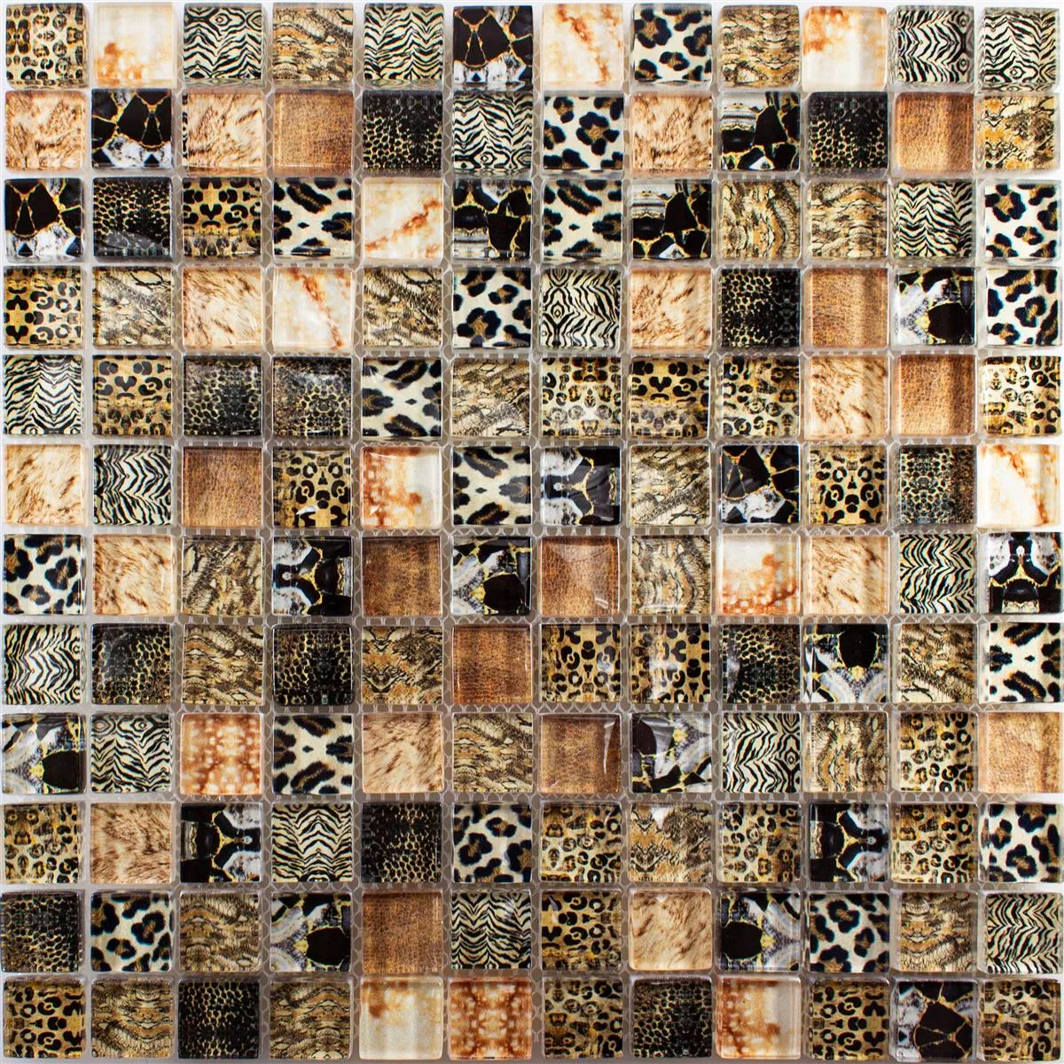 Sample Glass Mosaic Tiles Safari Brown 23