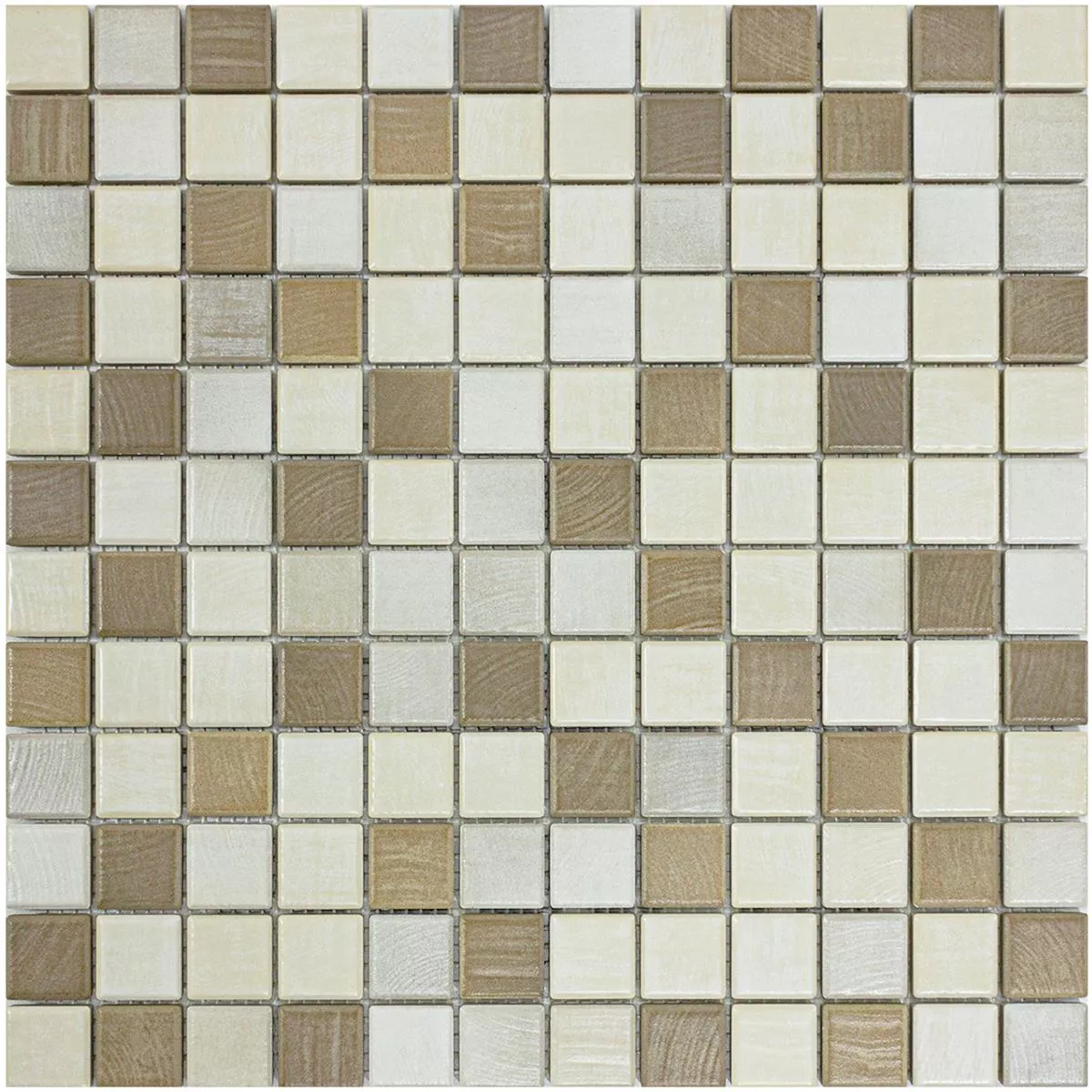 Ceramic Mosaic Tiles Luminara Wood Optic Brown Beige