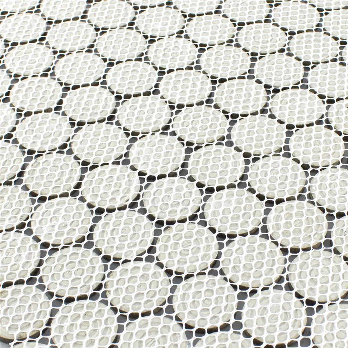 Ceramic Button Round Mosaic Tiles Hunter Calacatta
