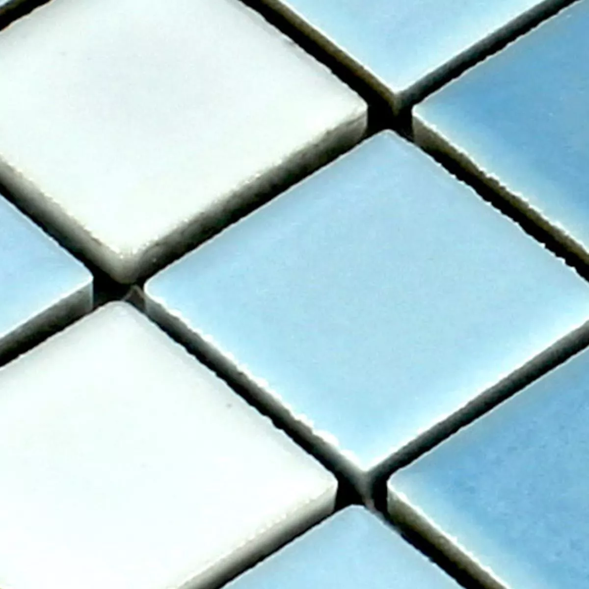 Sample Mosaic Tiles Ceramic Blue White 