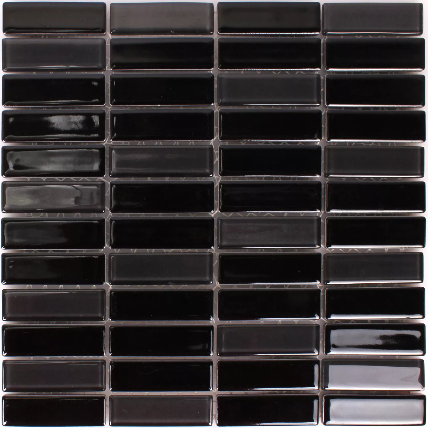 Sample Ceramic Glass Mosaic Tiles Romana Black Glossy