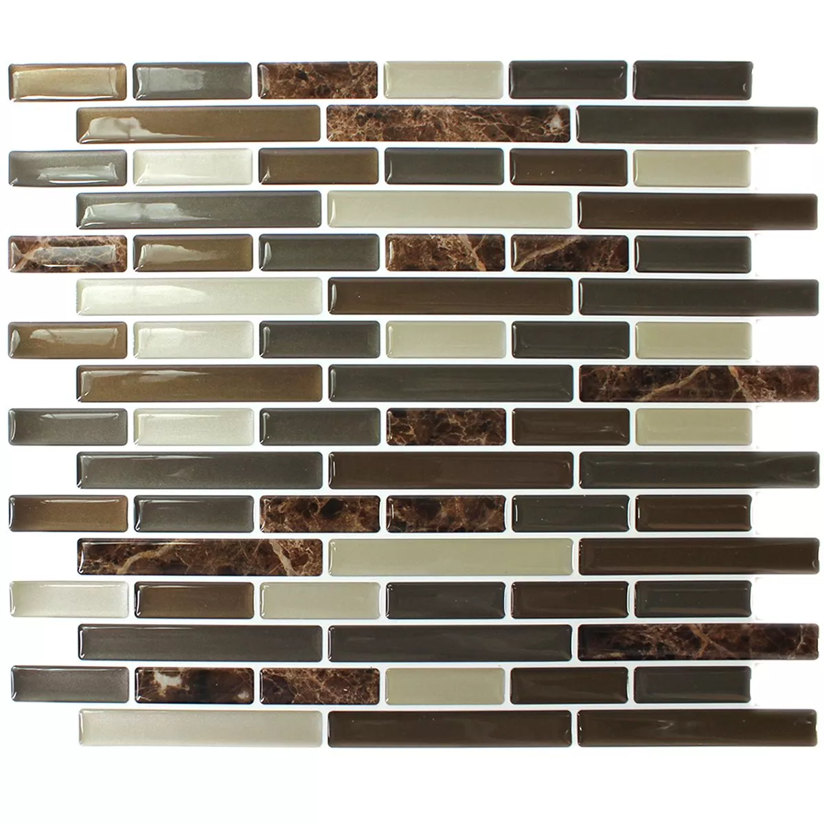 Mosaic Tiles Vinyl Brown Mix Marbled