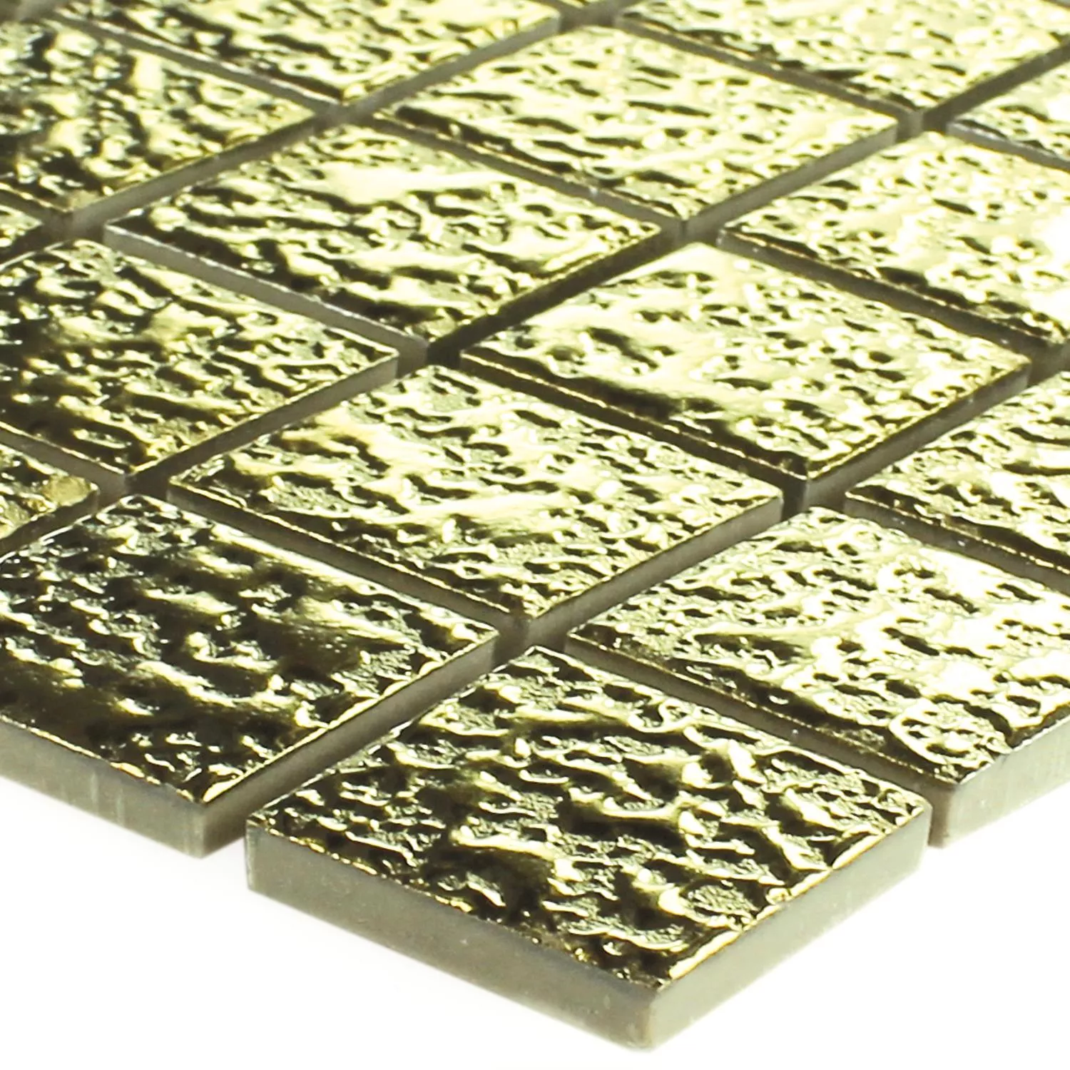 Sample Mosaic Tiles Ceramic Sherbrooke Gold Beaten