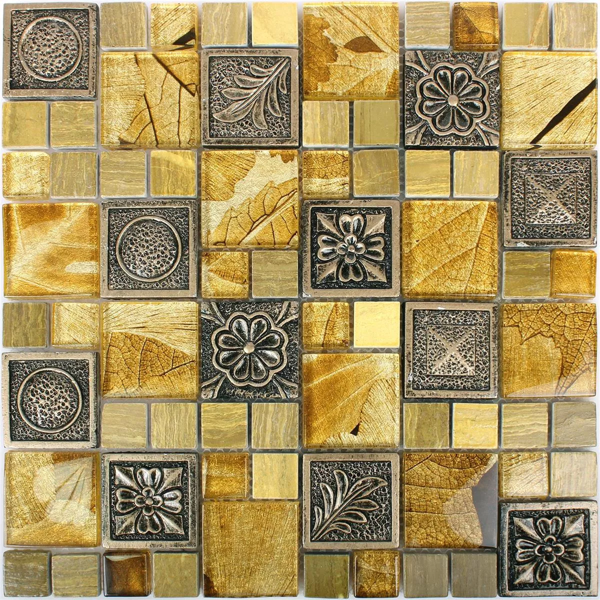 Sample Mosaic Tiles Levanzo Glass Resin Ornament Mix Gold
