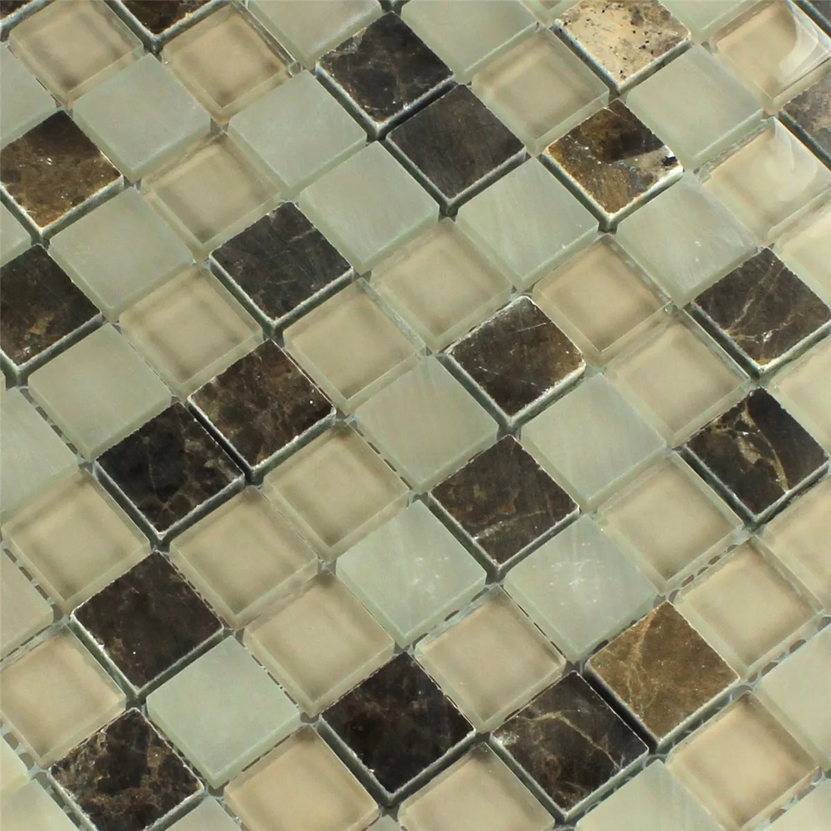 Mosaic Tiles Glass Marble Quebeck Brown 23x23x8mm