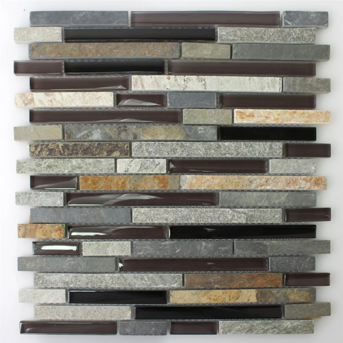 Sample Mosaic Tiles Glass Natural Stone Grey Beige Brown Mix