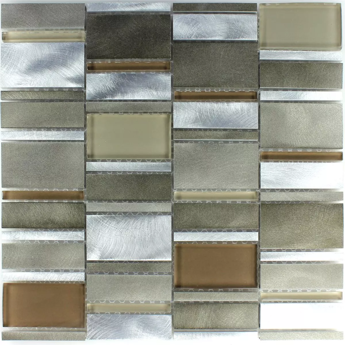 Mosaic Tiles Alu Metal Glass Brown Beige