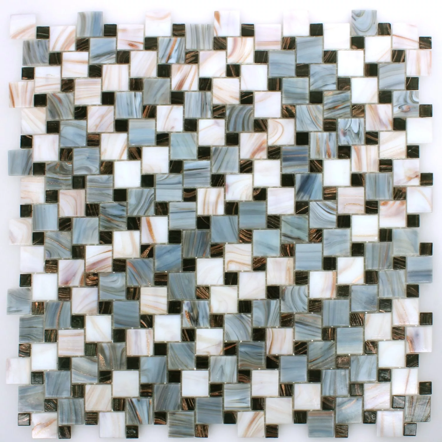 Sample Mosaic Tiles Glass Tahiti Grey White
