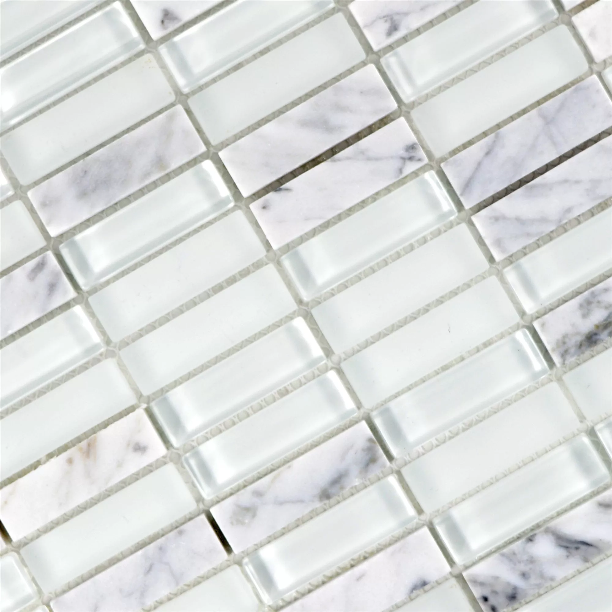 Sample Glass Natural Stone Mosaic Tiles Miya White