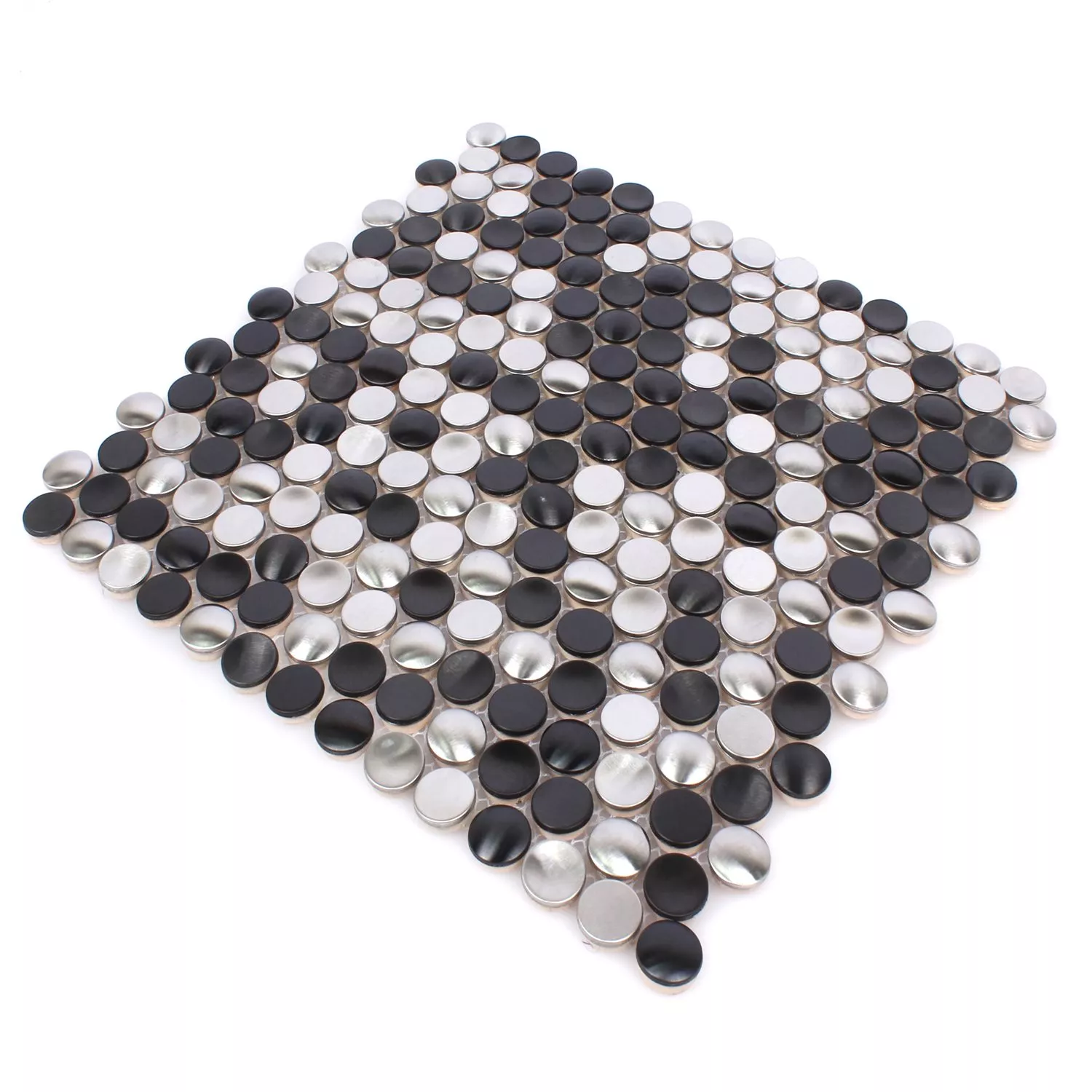 Sample Mosaic Tiles Stainless Steel Celeus Black Silver Waved