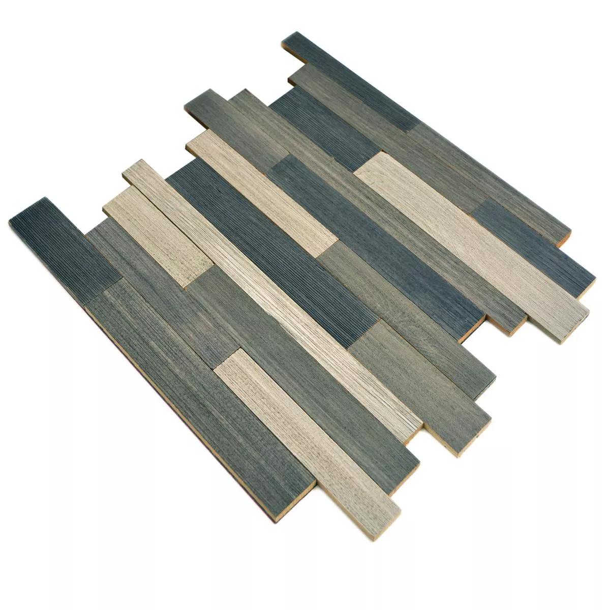 Mosaic Tiles Wood Paris Pattern Self Adhesive Grey Mix