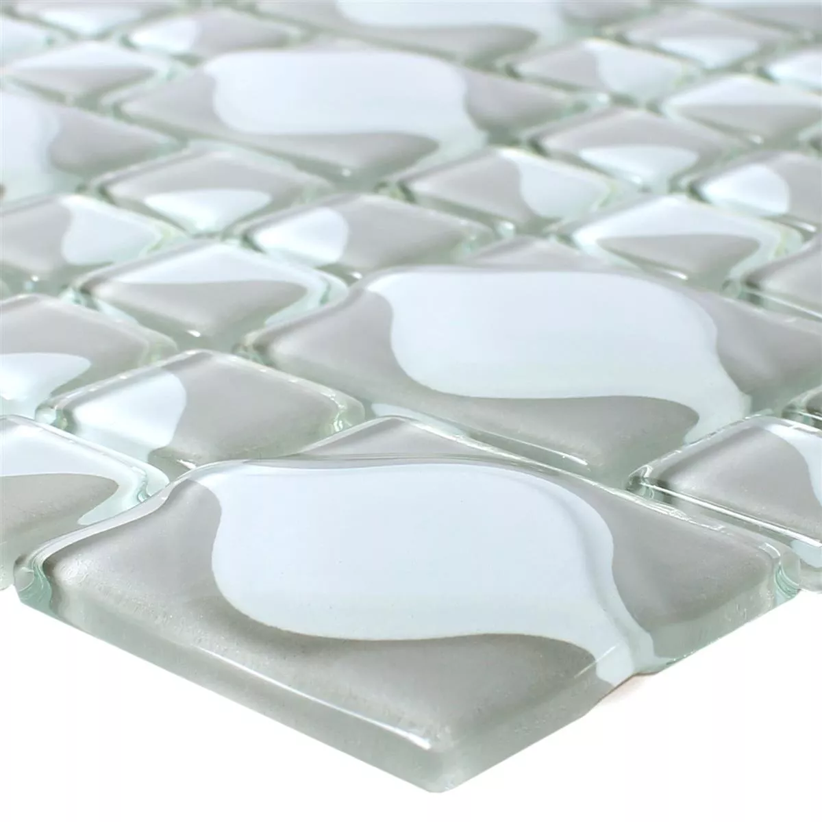 Sample Glass Mosaic Tiles Nokta Grey White 3D