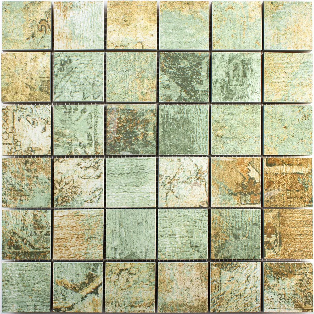 Ceramic Mosaic Tiles Moonlight Brown Green 47x47mm