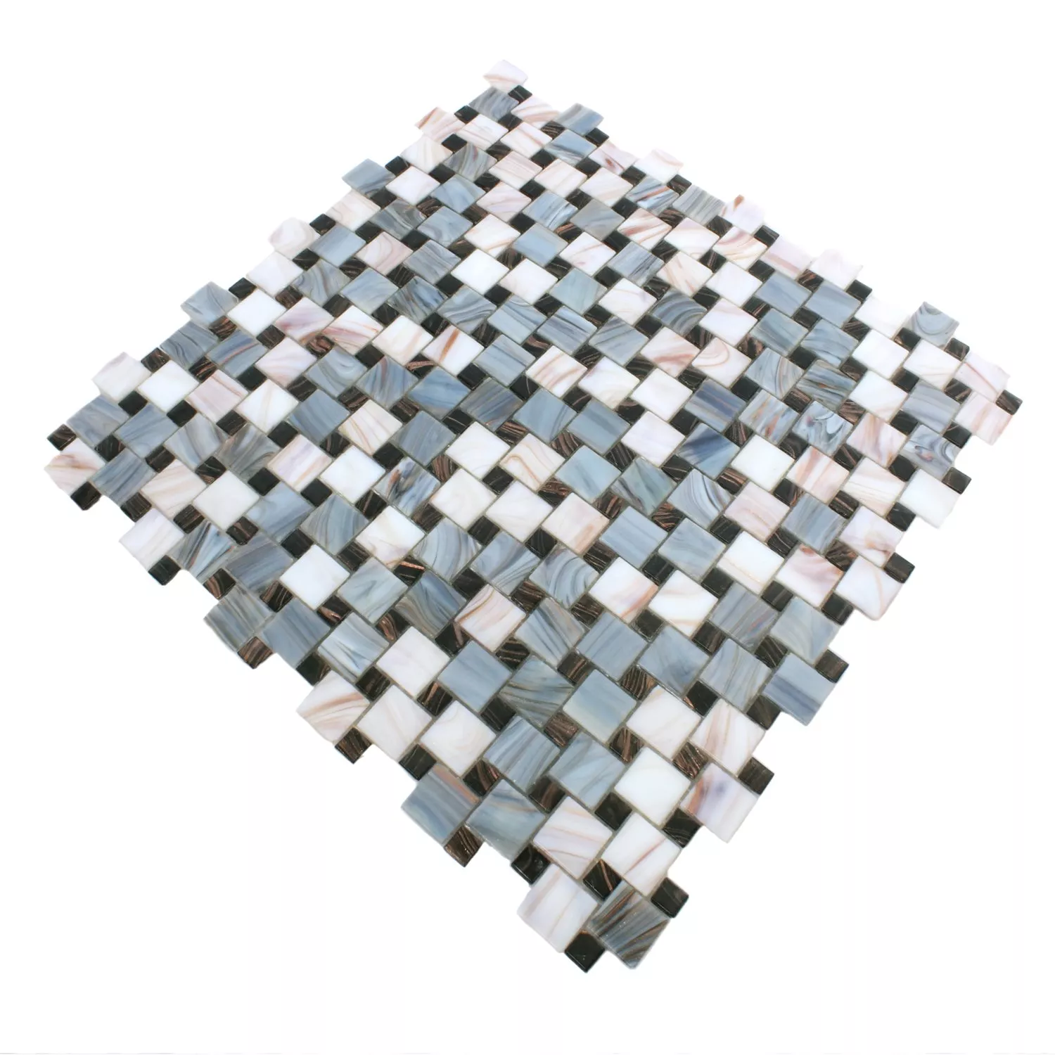 Sample Mosaic Tiles Glass Tahiti Grey White