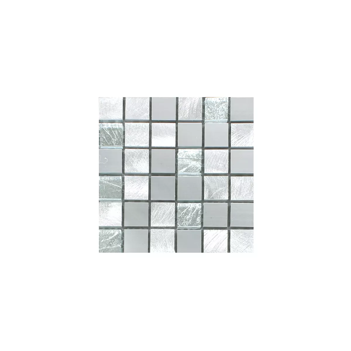 Sample Mosaic Tiles Lissabon Aluminium Glass Mix Silver