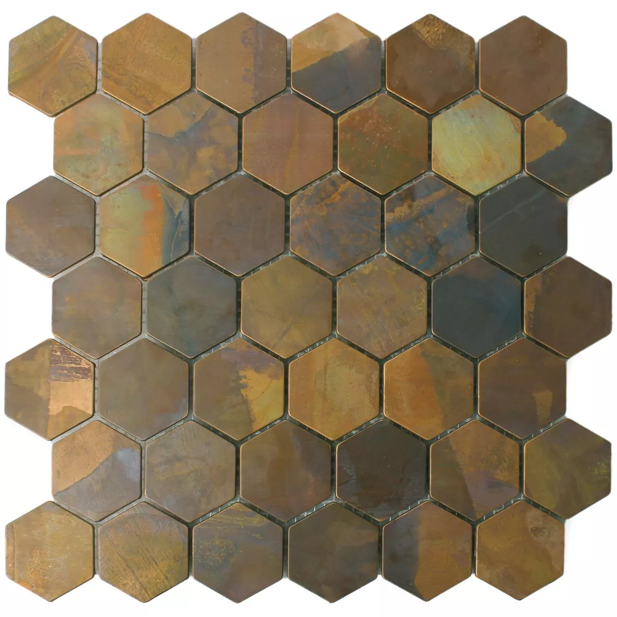 Mosaic Tiles Copper Merkur Hexagon Brown 48