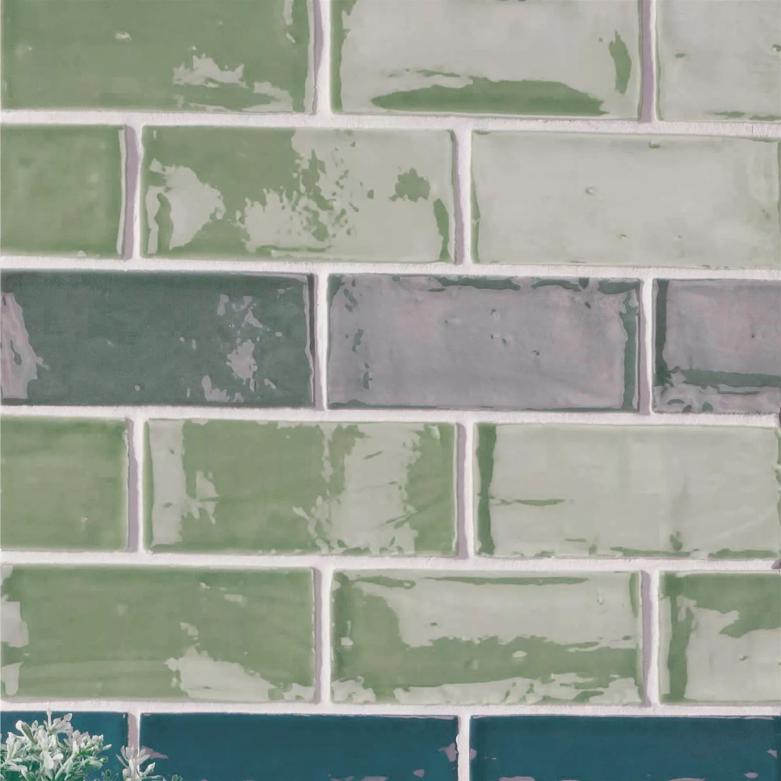 Wall Tile Algier Hand Made 7,5x15cm Green Light