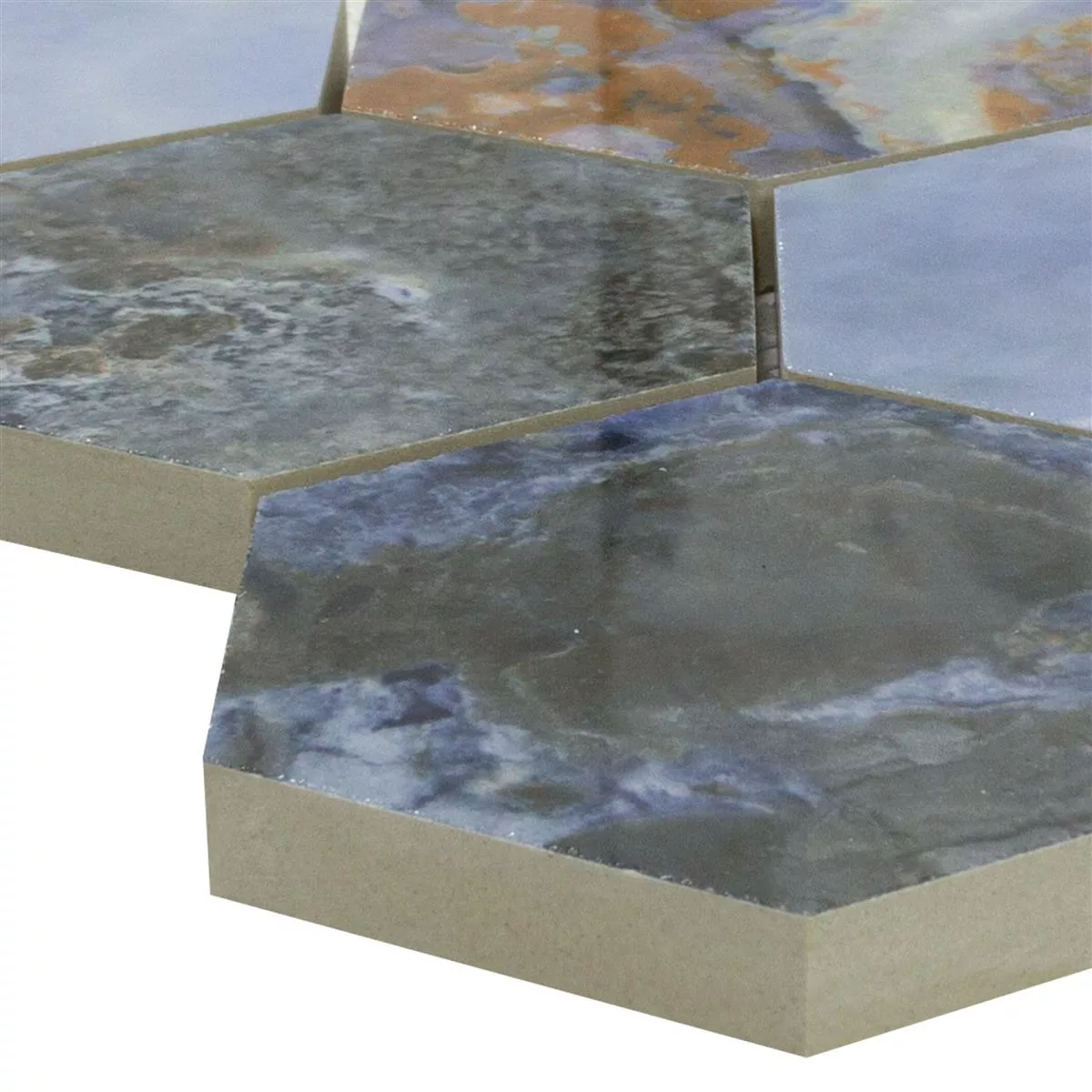 Ceramic Mosaic Tiles Naftalin Hexagon Blue Black Ceramic Mosaic Tiles Naftalin Hexagon Blue Black