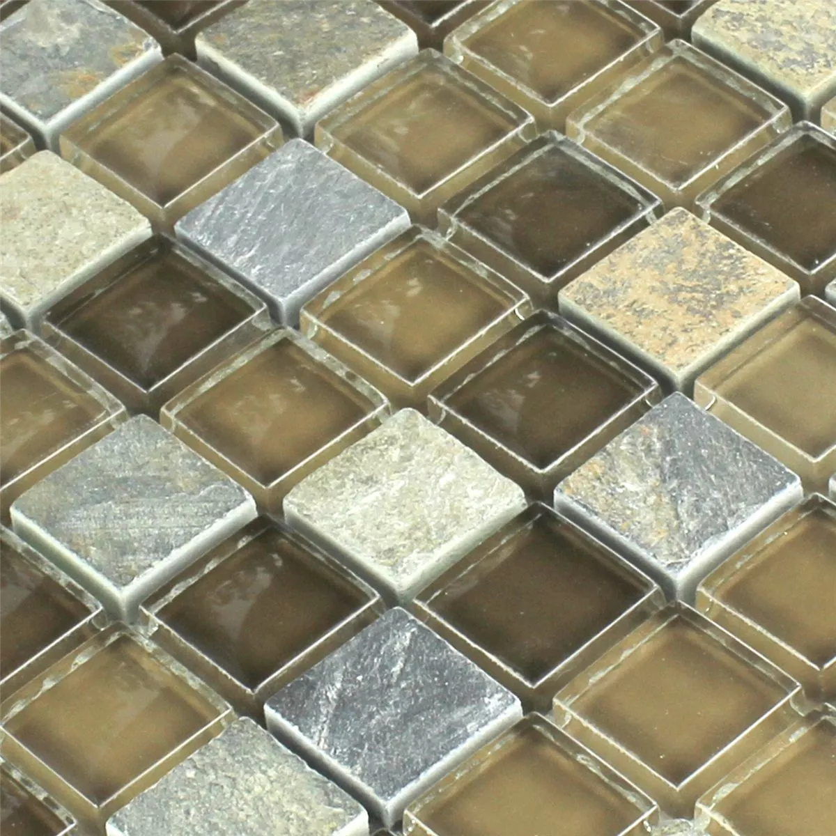 Sample Mosaic Tiles Natural Stone Glass Mocca