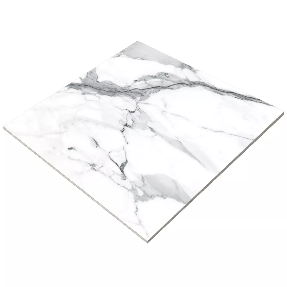 Floor Tiles Civita Marble Optic Blanc Grey Polished Glossy 80x80cm