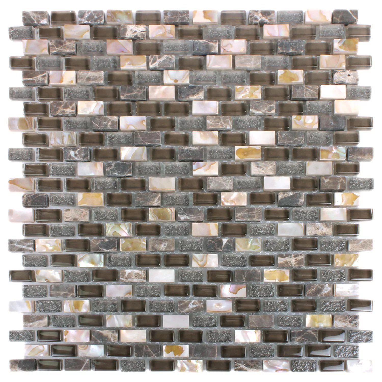 Sample Mosaic Tiles Shell Glass Natural Stone Jasmina Dark Brown