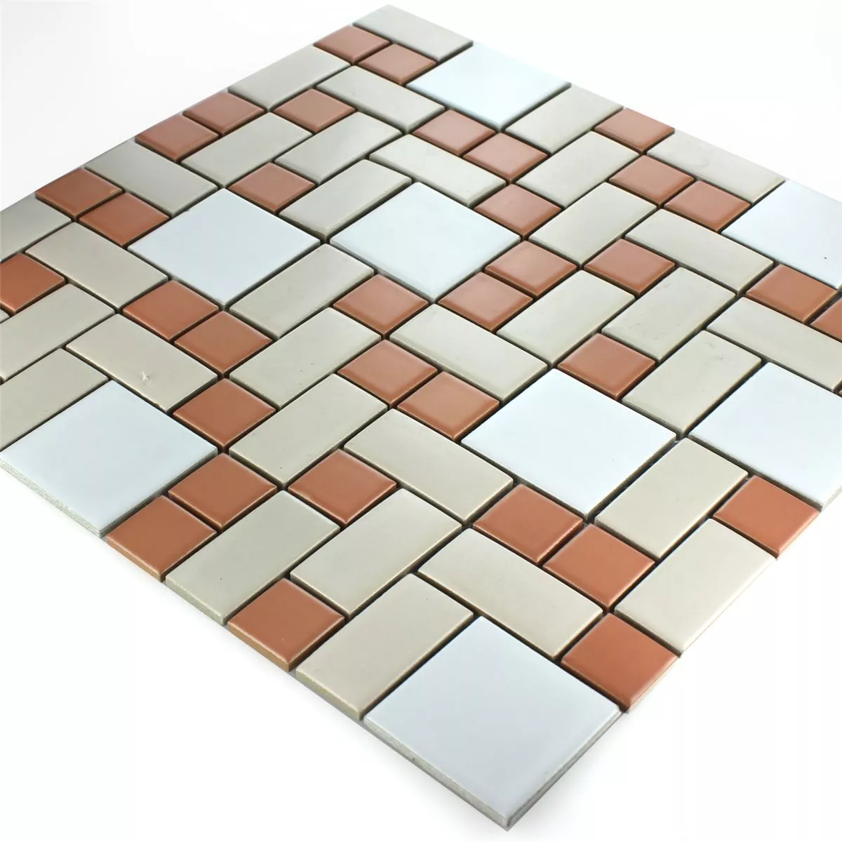 Sample Mosaic Tiles Ceramic White Beige Terracotta Mix