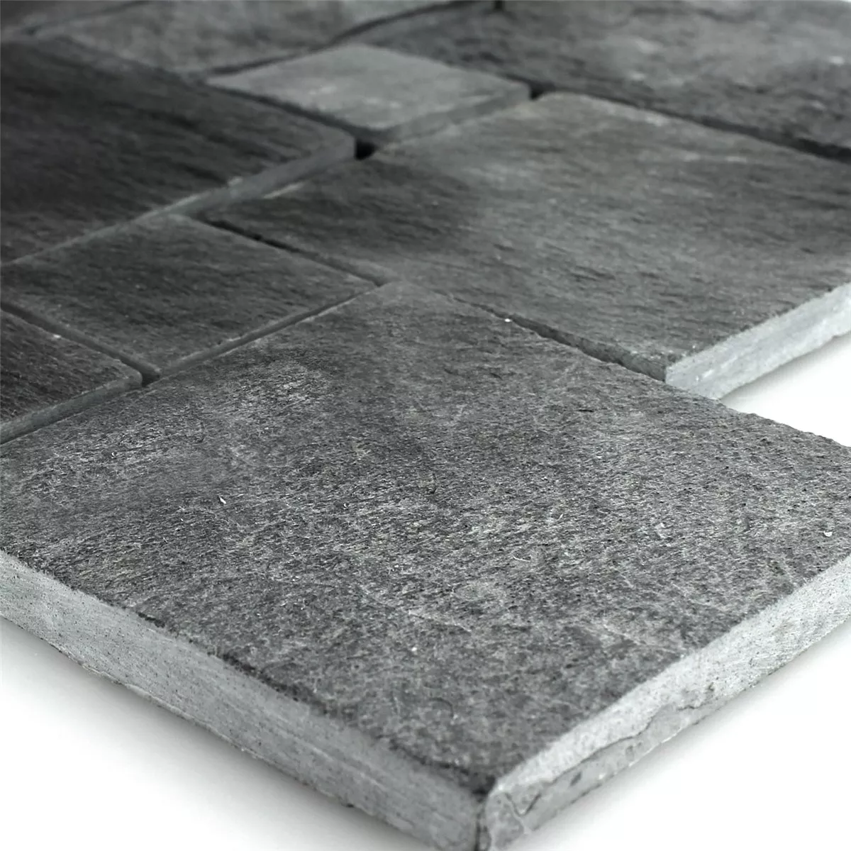 Mosaic Tiles Slate Black Roman Pattern