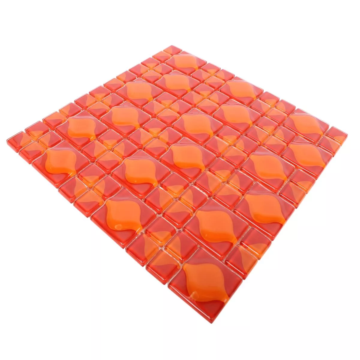 Sample Glass Mosaic Tiles Nokta Red Orange 3D