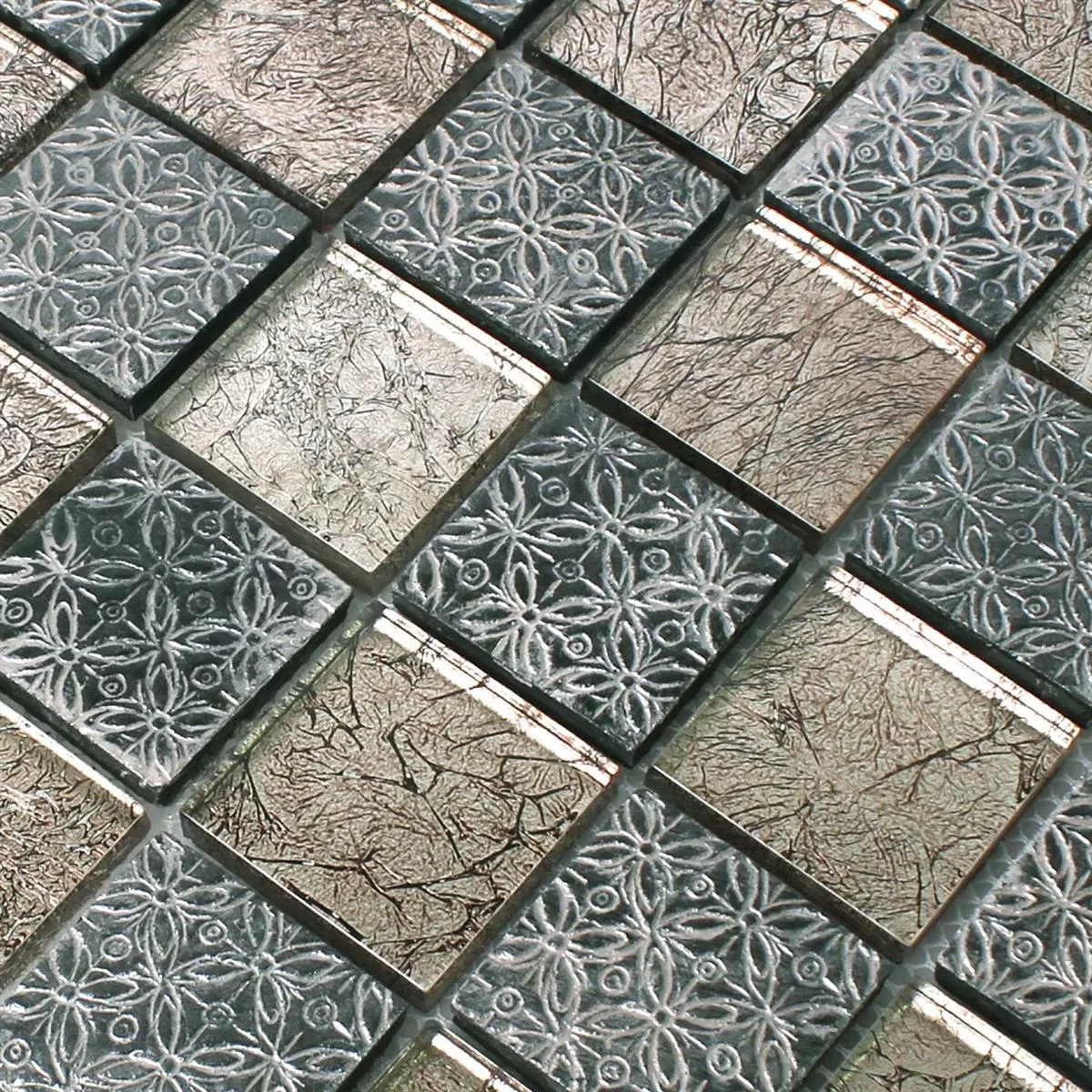 Mosaic Tiles Glass Natural Stone Resin Friesia Silver