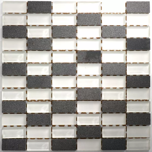 Mosaic Tiles Glass Marble 23x48x8mm White Mix