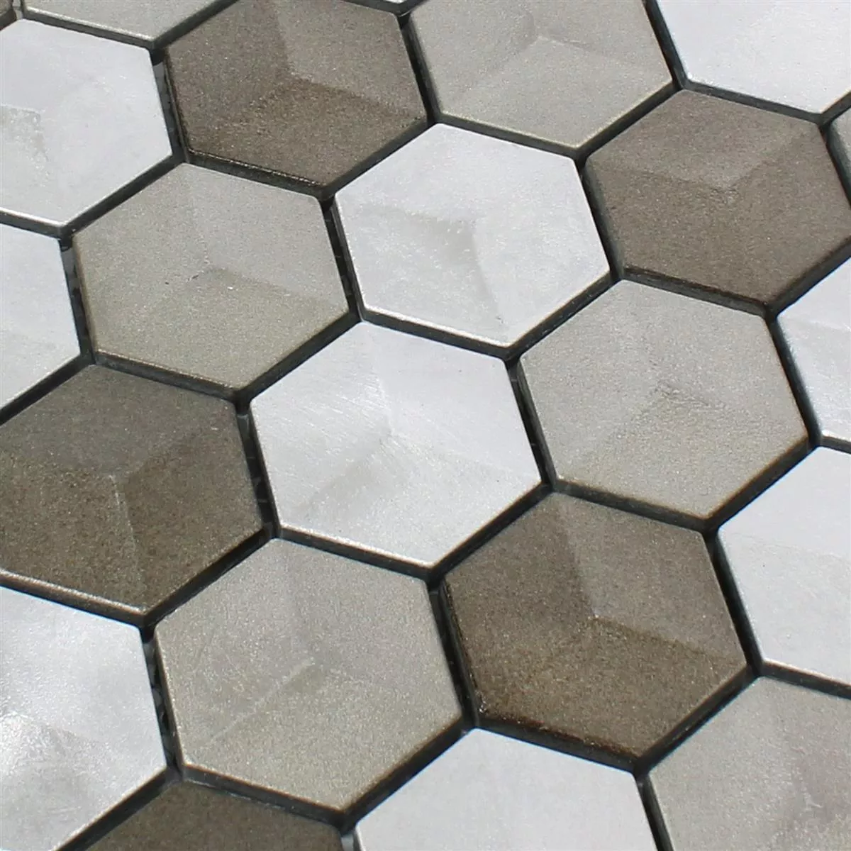 Mosaic Tiles Hexagon Kandilo Brown Silver