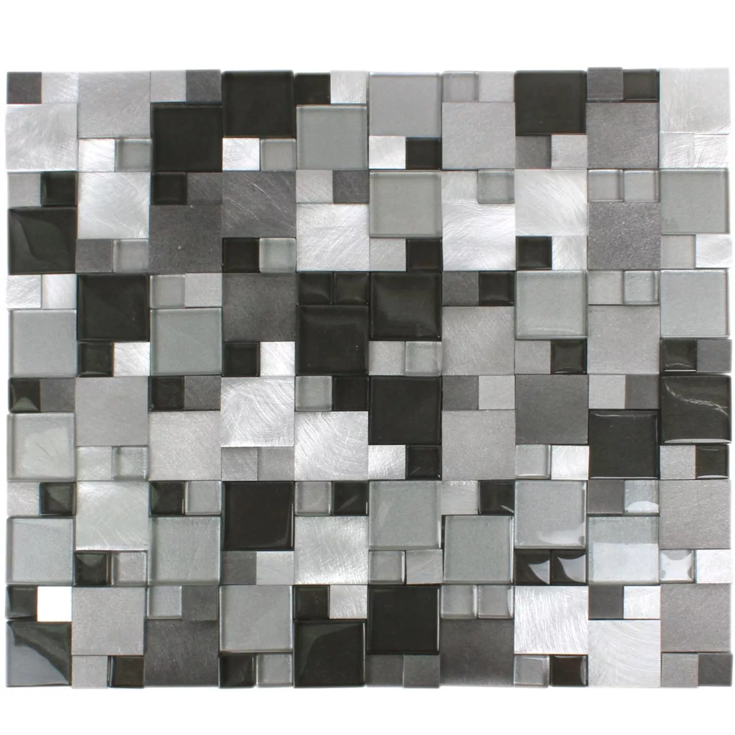 Sample Mosaic Tiles Glass Aluminum Condor 3D Black Mix